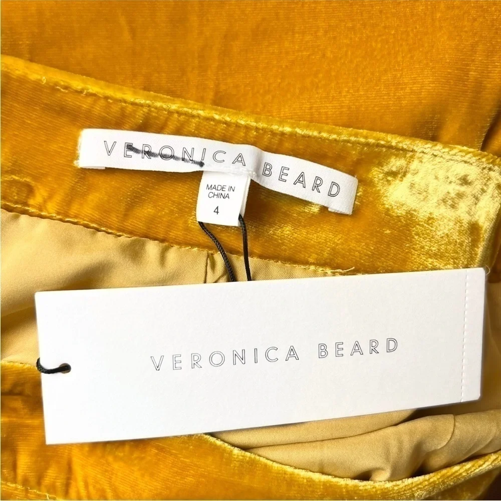 NWT VERONICA BEARD Marigold Silk Velvet Pleated High‎ Waist Wrap Pencil Skirt 4